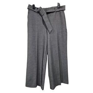 NWT Talbots Pants Career M Black Belted Wide Leg Crop Mid Rise Stretch Office